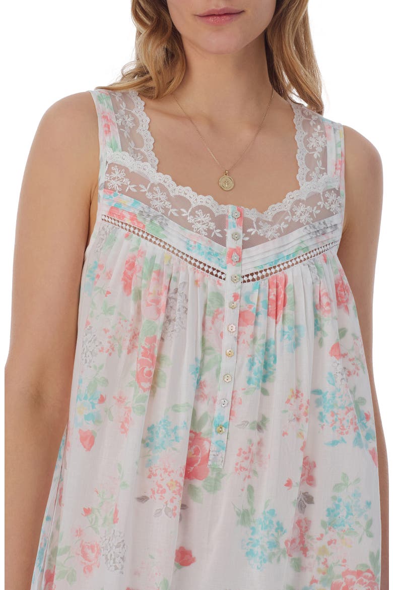 Floral Sleeveless Cotton Ballet Nightgown, Alternate, color, WATERCOLOR FLORAL