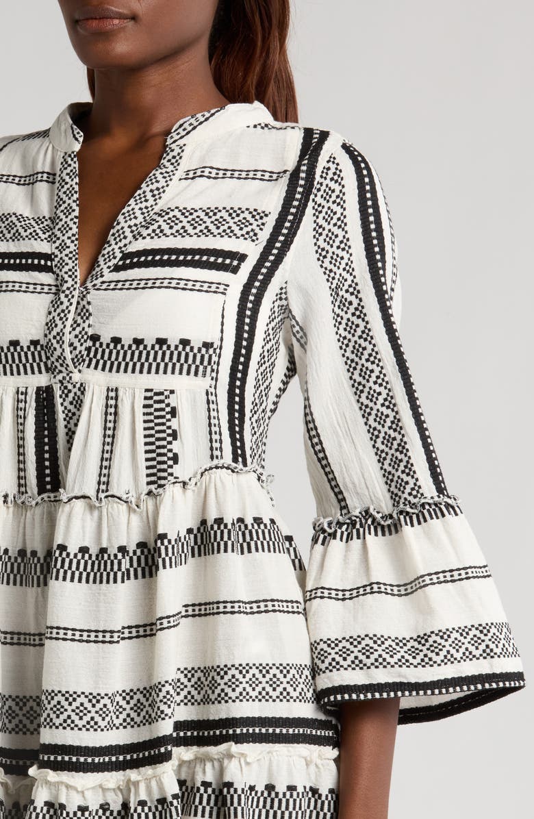 Elan Cotton Cover-Up Babydoll Minidress, Alternate, color, White/Black