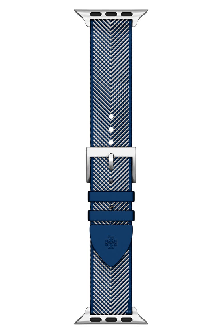 The Kira Grosgrain 20mm Apple Watch® Watchband, Main, color, NAVY