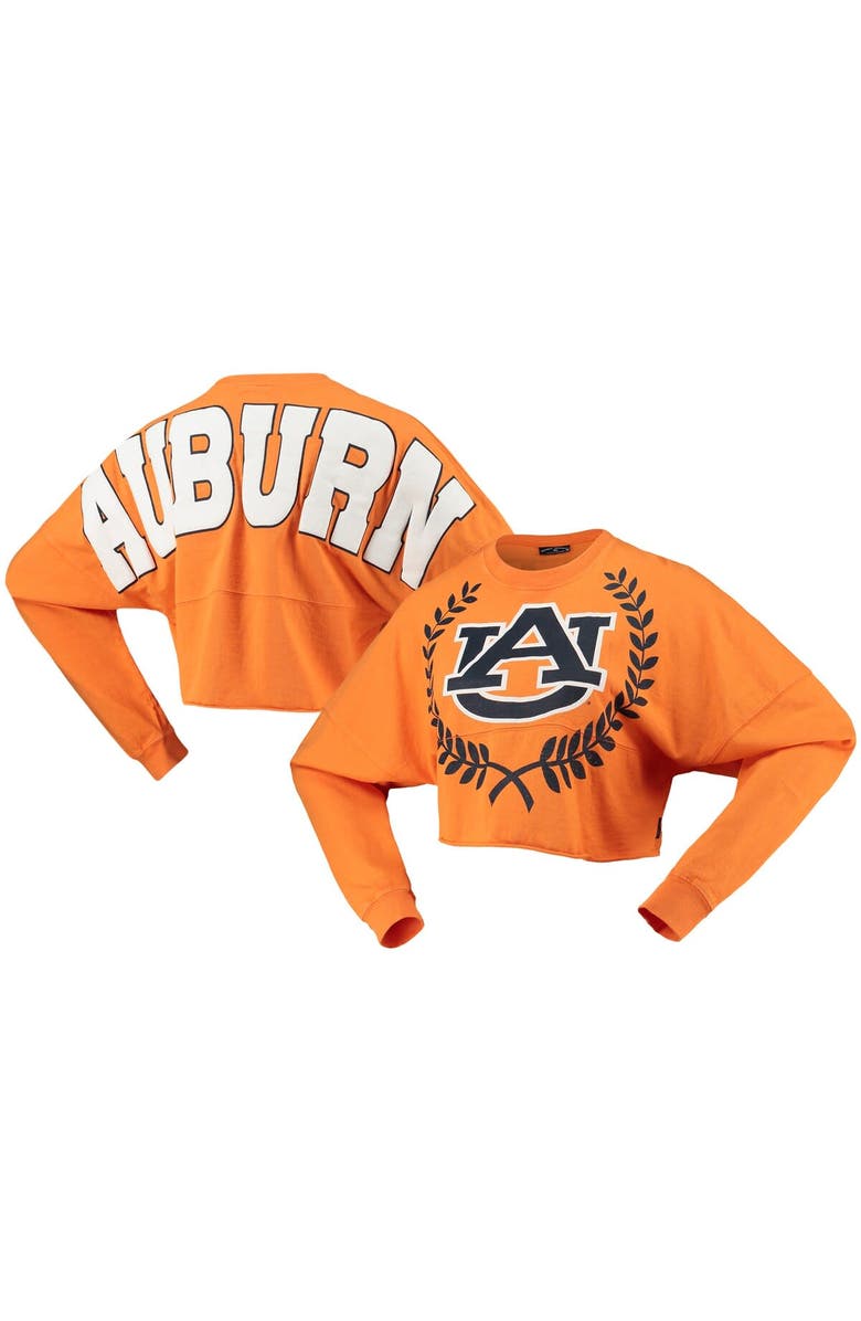 SPIRIT JERSEY Women's Orange Auburn Tigers Laurels Crop Long Sleeve T-Shirt, Main, color,