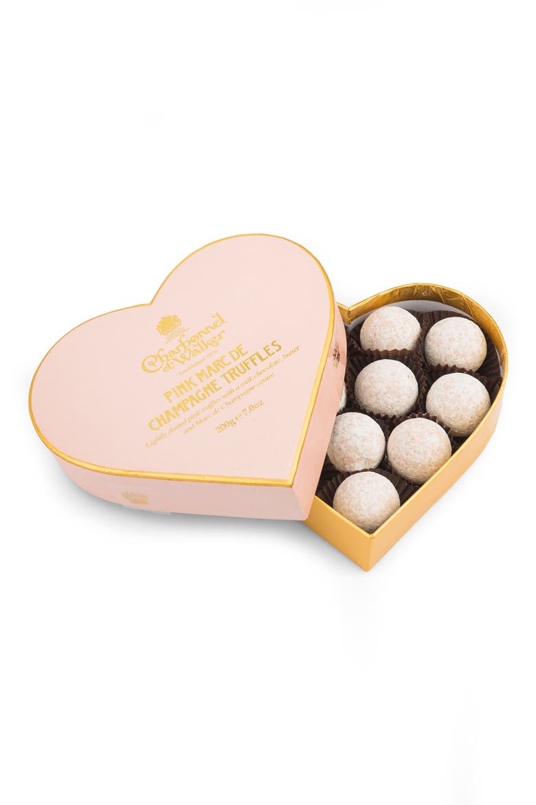 Chocolate Truffles in Heart Shaped Gift Box, Main, color, PINK CHAMPAGNE