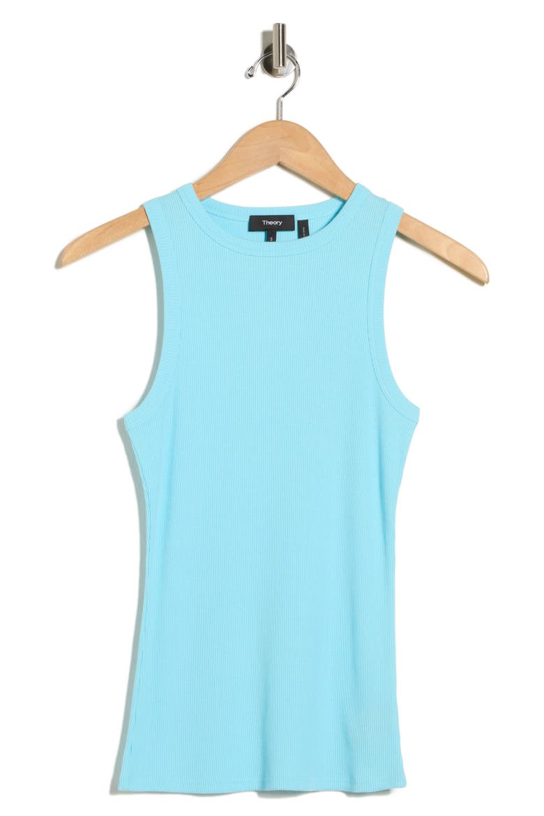 Fitted Rib Stretch Organic Cotton Tank, Alternate, color, CYAN