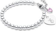 Tiny Blessings Sterling Silver 4mm Beads & Engraved Initial 6.25" Bracelet
