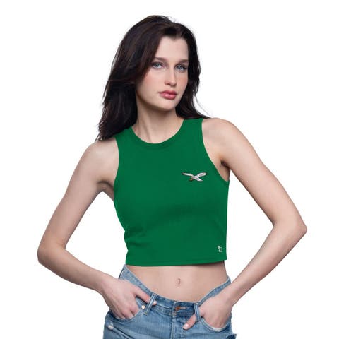 Women's Starter  Kelly Green Philadelphia Eagles Show Up Cropped Tank Top
