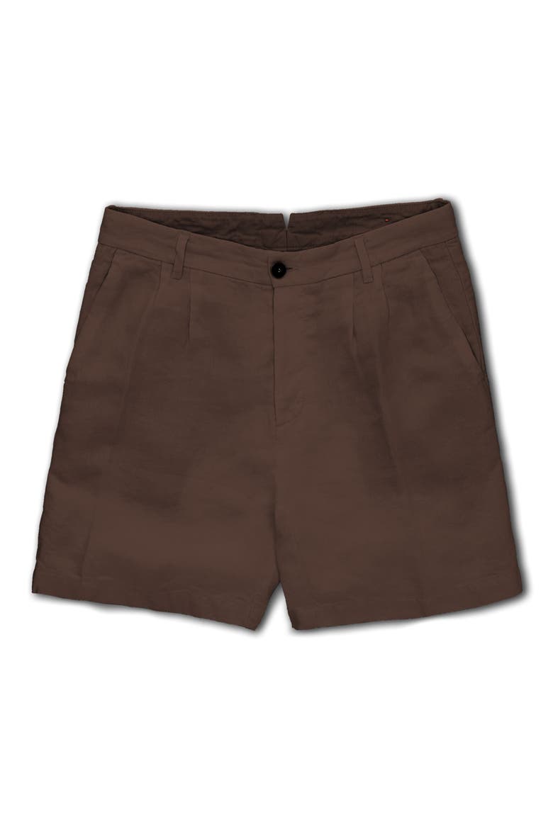 Beachshort Linen Bermuda Pleated Trousers, Main, color, BROWN