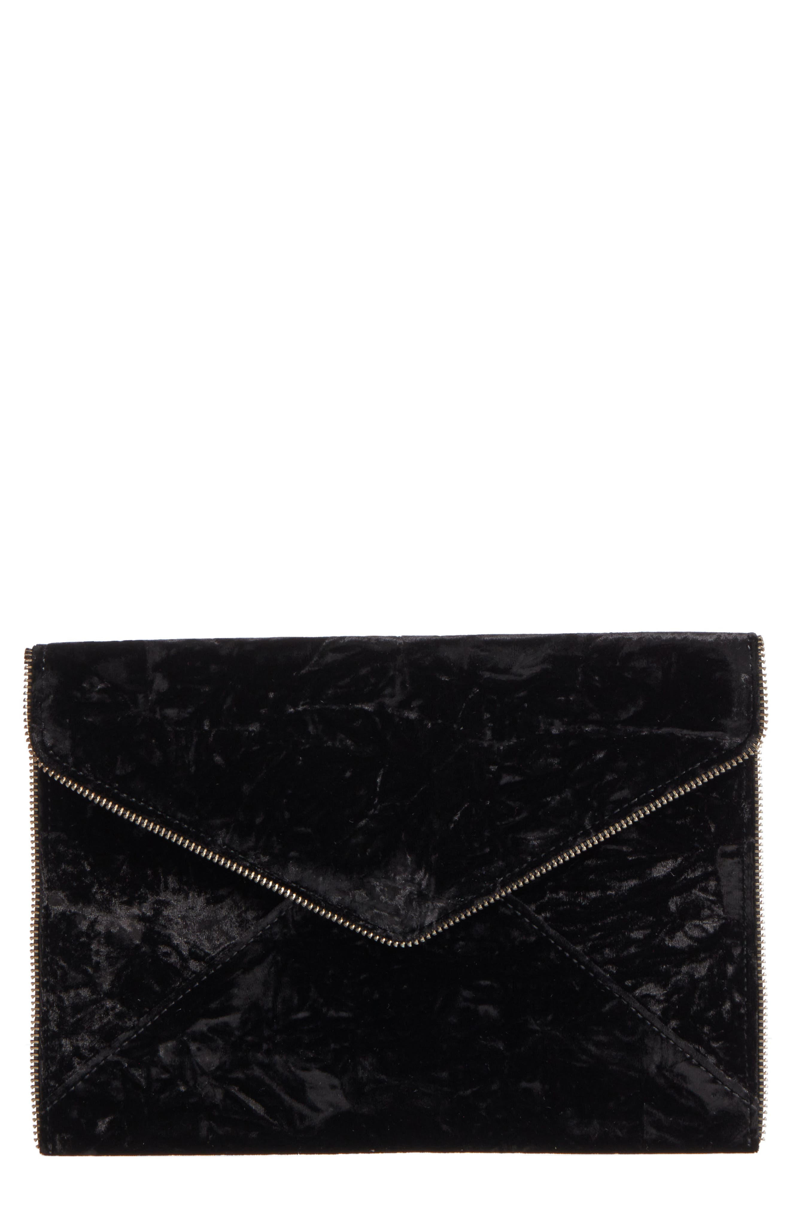 Rebecca Minkoff Leo Velvet Envelope Clutch, Main, color, 