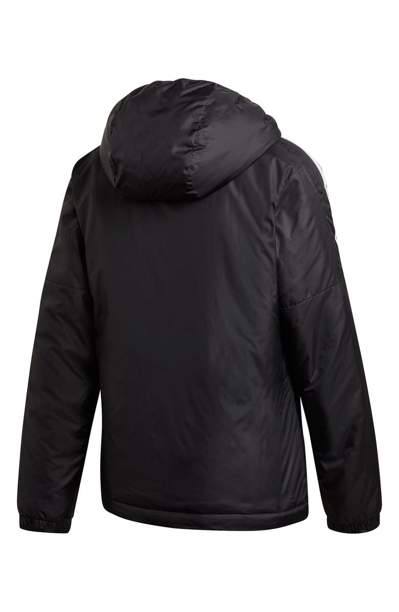 adidas Essential 3-Stripes Hooded Insulated Jacket, Alternate, color, 