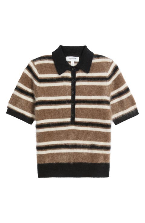 Brushed Cashmere Polo Sweater