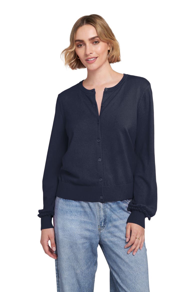 Fine Gauge Light Weight Cardigan Sweater, Alternate, color, Navy