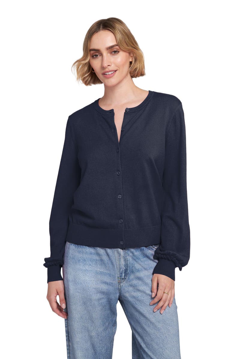 ELLE Collection Fine Gauge Light Weight Cardigan Sweater, Alternate, color, Navy