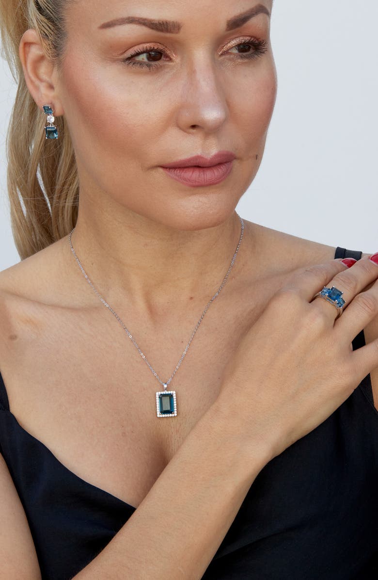 SAVVY CIE JEWELS Cubic Zirconia Drop Earrings, Alternate, color, White/Blue