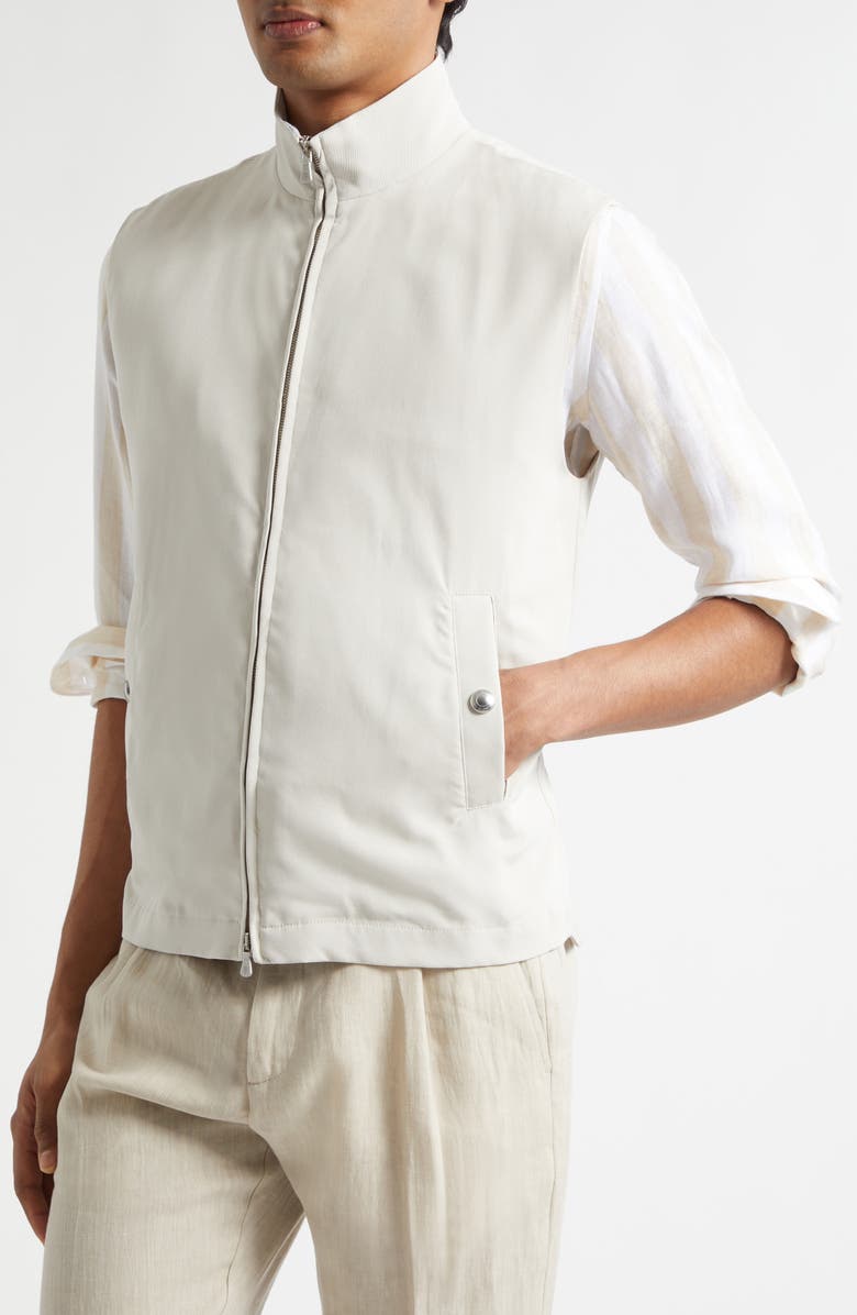 Eleventy Silk Zip Vest, Alternate, color, 02 Sand