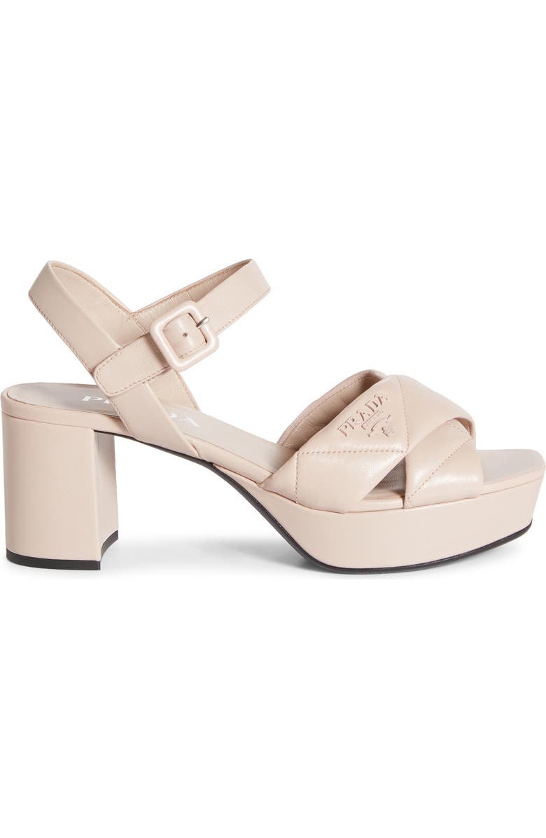 Prada Diagram Quilted Leather Platform Sandal, Alternate, color, Light Pink