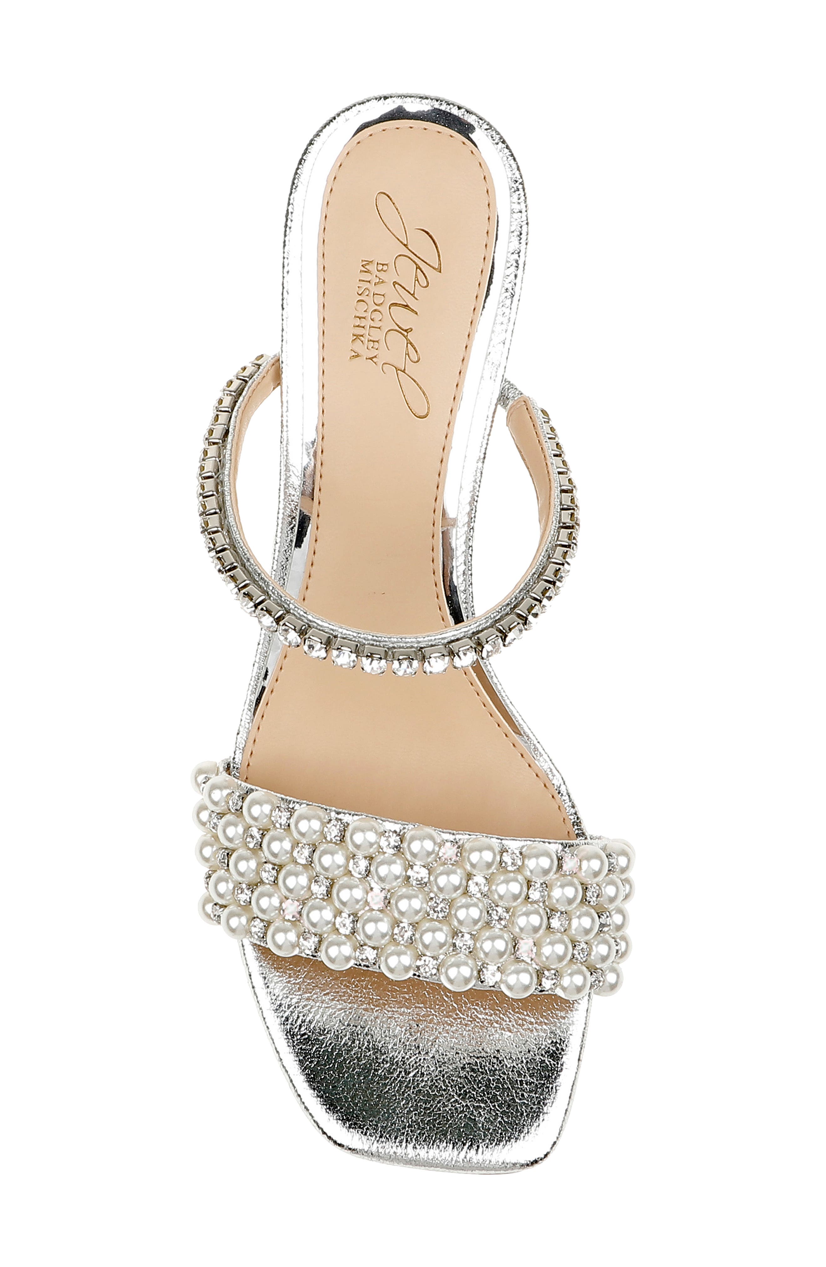 Jewel Badgley Mischka Orsen Embellished Slide Sandal, Alternate, color, 