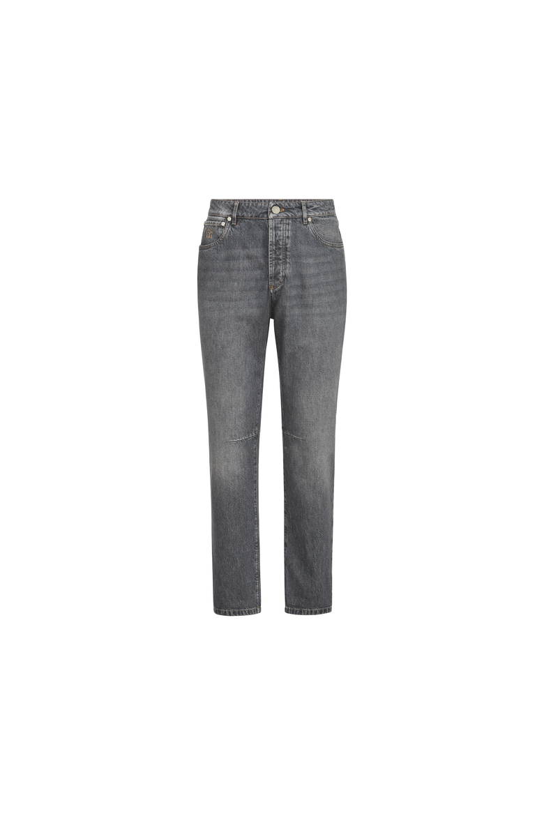 Greyscale denim leisure fit five-pocket trousers, Alternate, color, Medium Grey