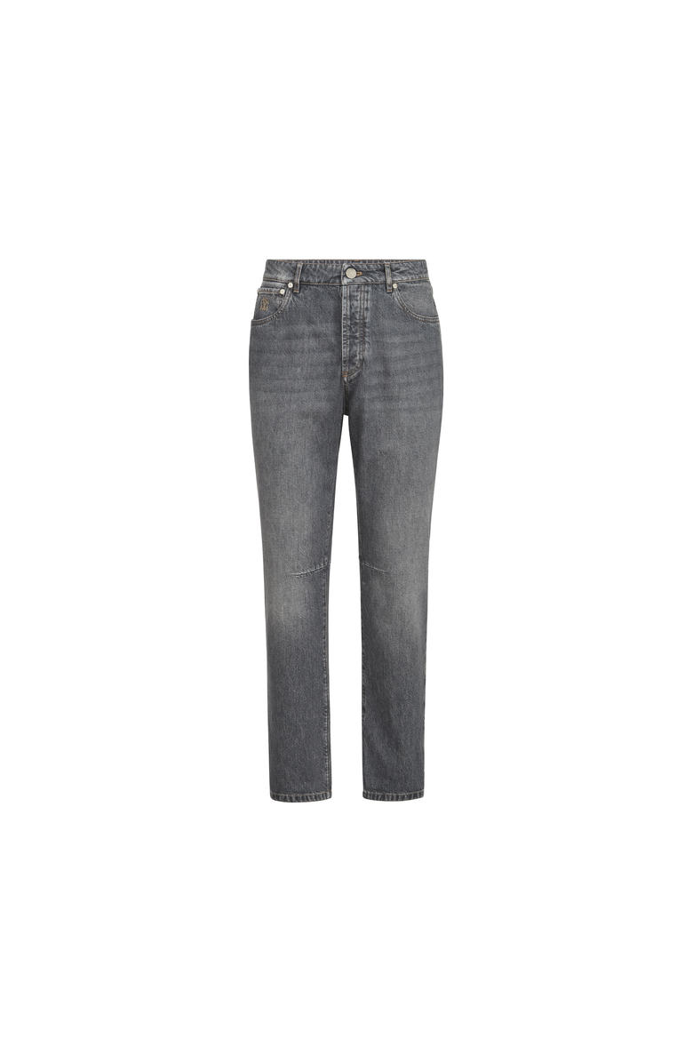 Brunello Cucinelli Greyscale denim leisure fit five-pocket trousers, Alternate, color, Medium Grey