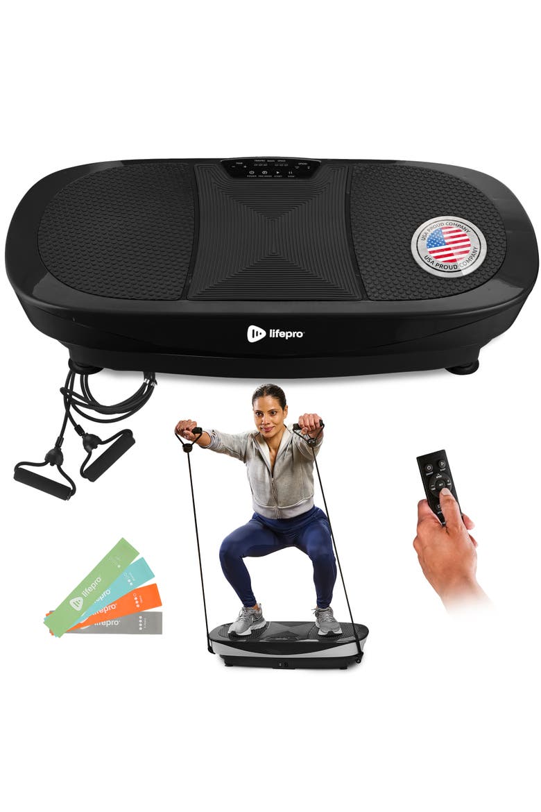 Rumblex Max 4D Vibration Plate Exercise Machine with Bands for Home Fitness and Recovery, Main, color, Black