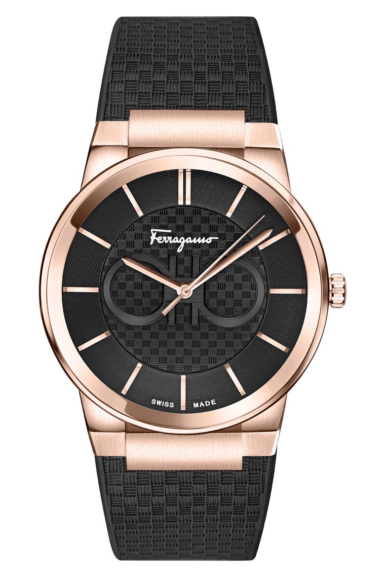 Polyurethane Strap Watch, 41mm, Main, color, ROSE GOLD