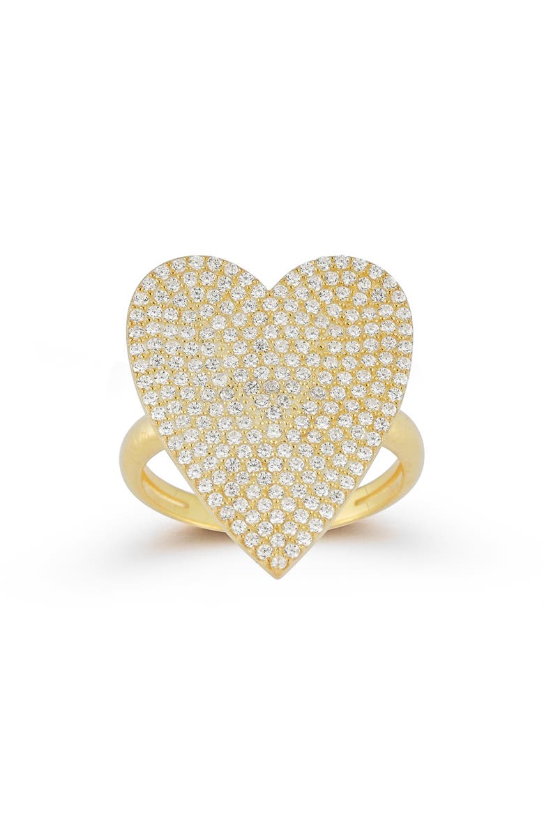 SPHERA MILANO Pavé Heart Ring, Alternate, color, Gold