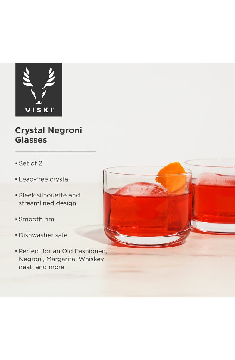 Viski Raye Crystal Negroni Glasses Set of 2, Alternate, color, Clear
