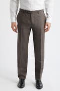 Canali Siena Regular Fit Flat Front Linen Suit Pants
