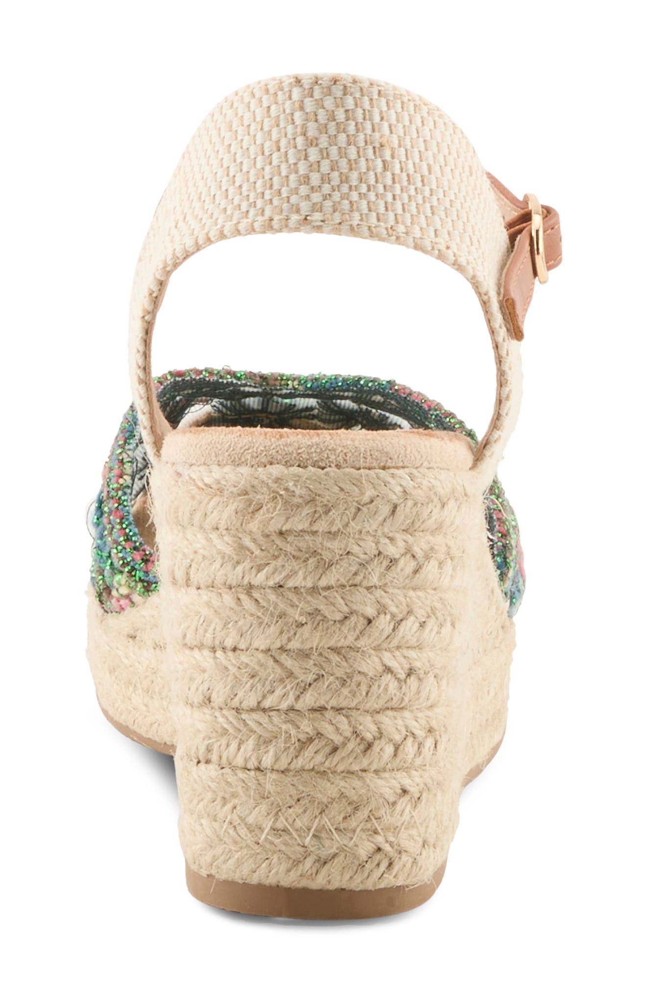 AZURA BY SPRING STEP Querdita Embroidered Platform Wedge, Alternate, color, Green Multi