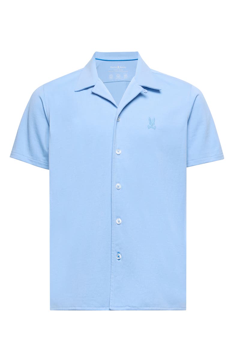 Psycho Bunny Kids' Bryan Pima Cotton Blend Camp Shirt, Main, color, Serenity