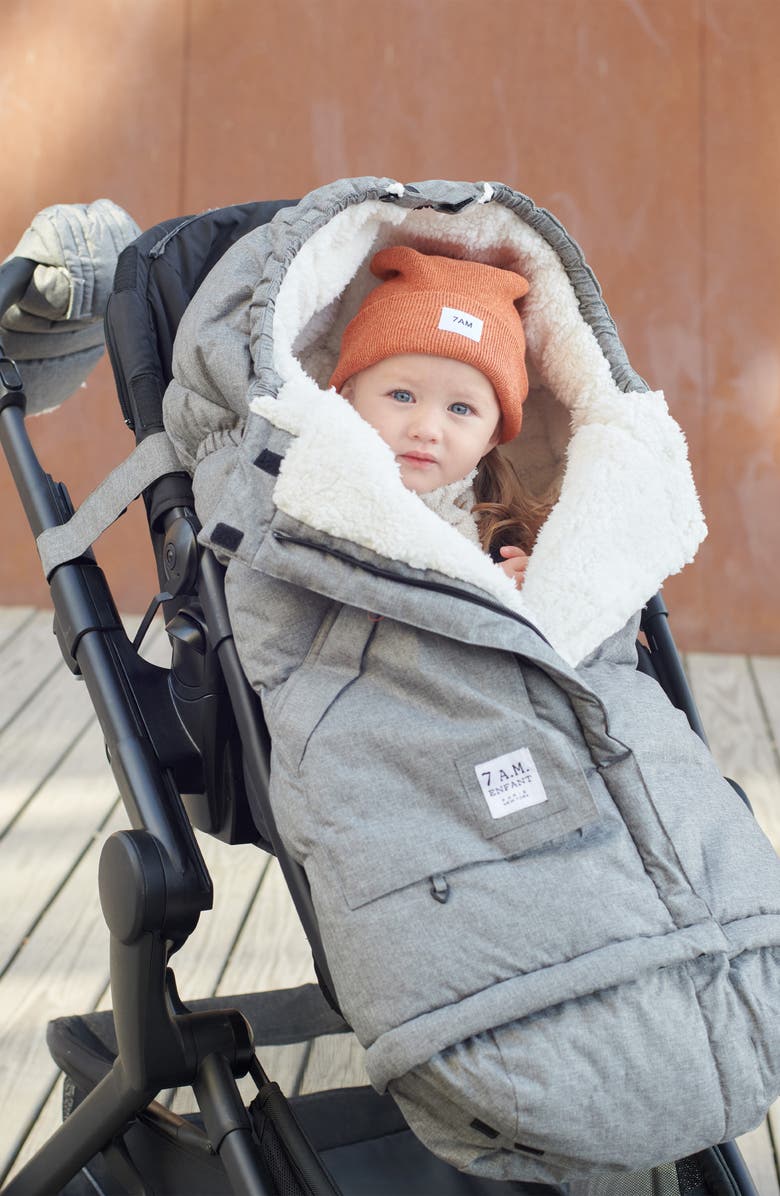 7 A.M. Enfant 212 evolution<sup>®</sup> Extendable Stroller & Car Seat Waterproof Footmuff, Alternate, color, Heather Grey