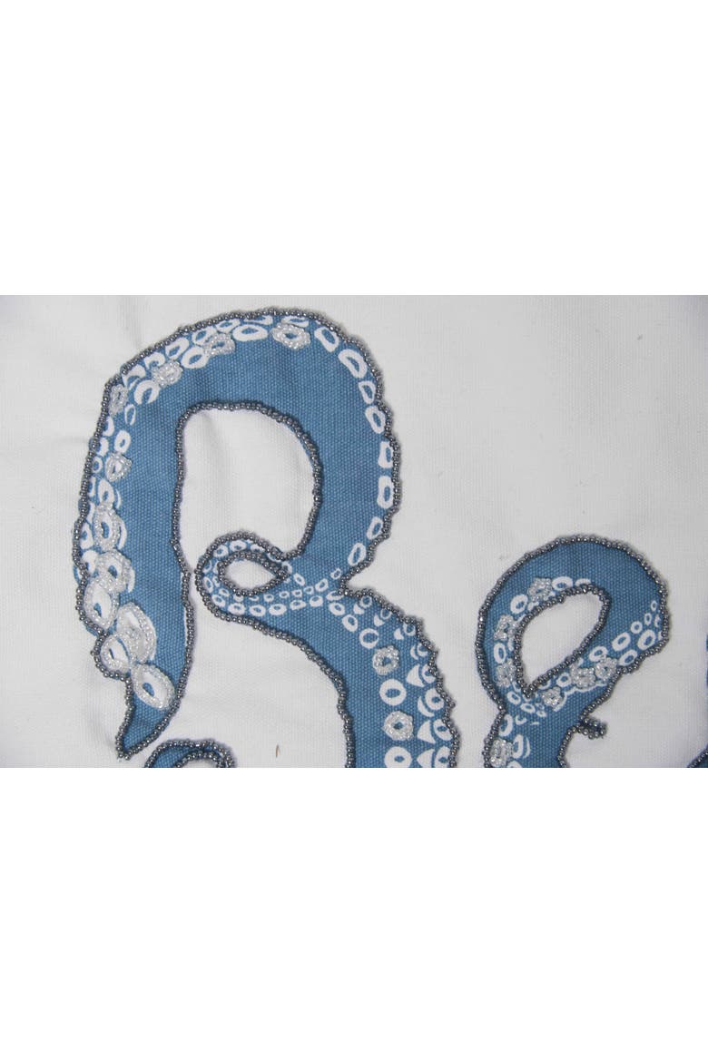 Octopus Tentacles "Beach" Beaded Decorative Accent Pillow, Alternate, color, Blue