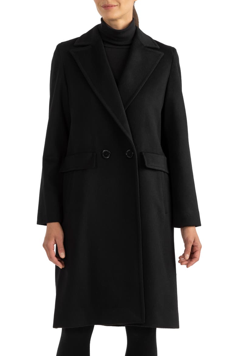 Double-Breasted Wool Coat, Main, color, BLACK