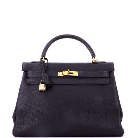 Kelly Handbag Black Togo with Gold Hardware 32