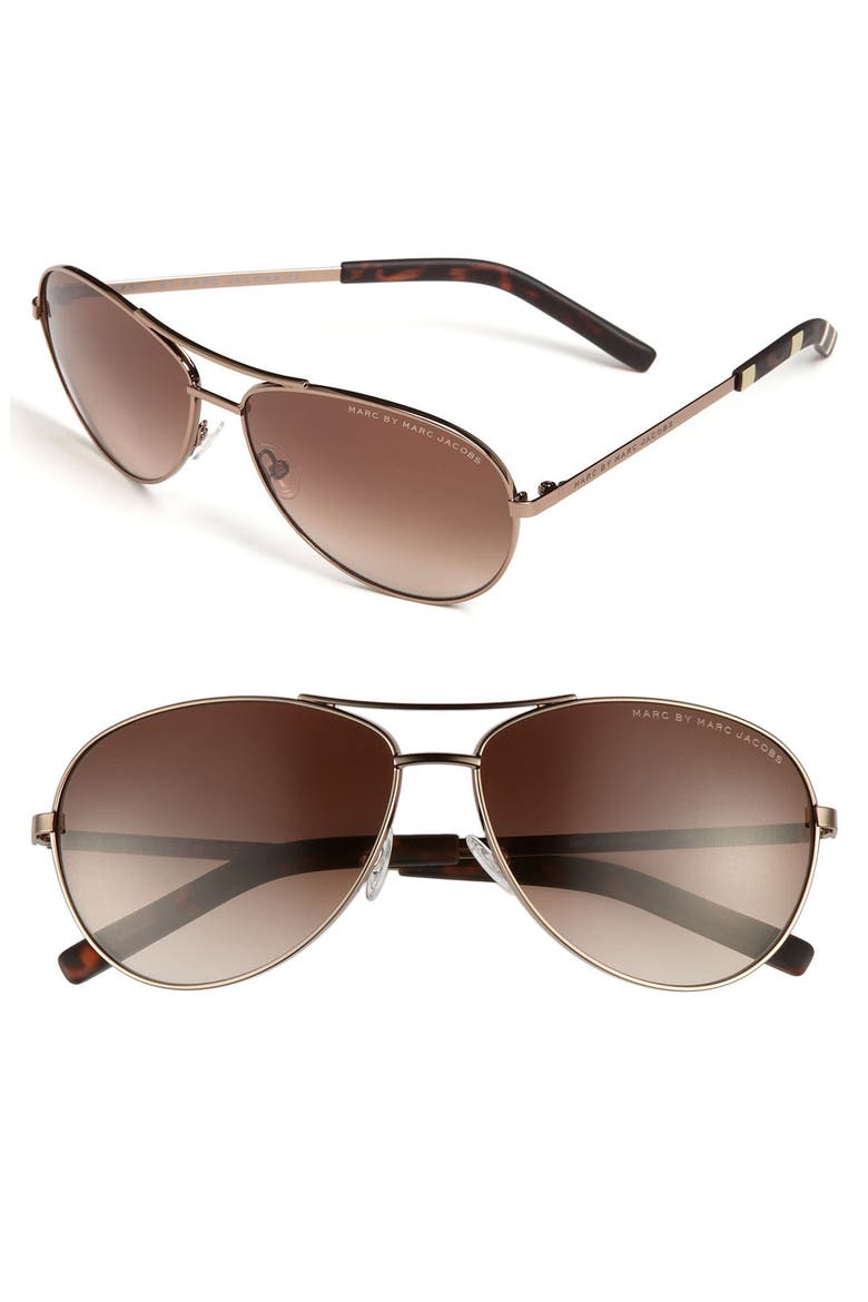 59mm Aviator Sunglasses, Main, color, BROWN/ BROWN/ BROWN