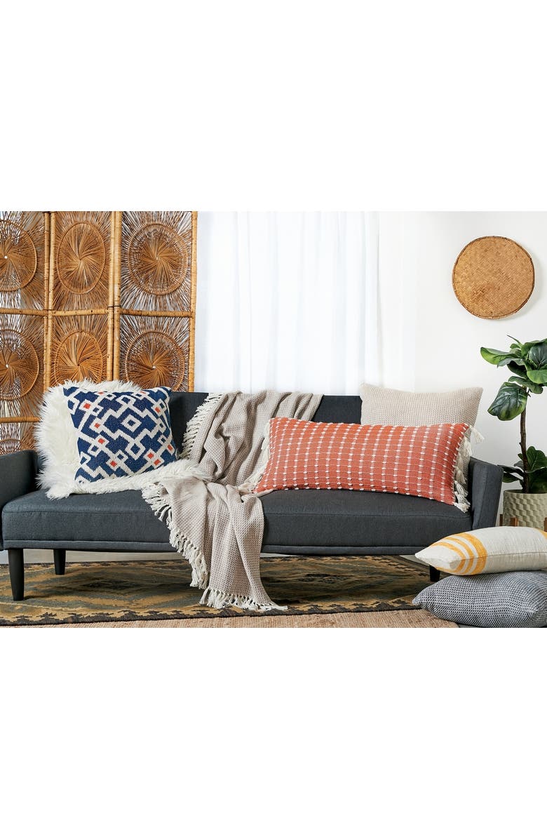 carol & frank Reggie Indigo Blue Hand-Loomed Cotton Decor Throw Pillow, 20" x 20" Cover And Insert Set, Alternate, color, Blue