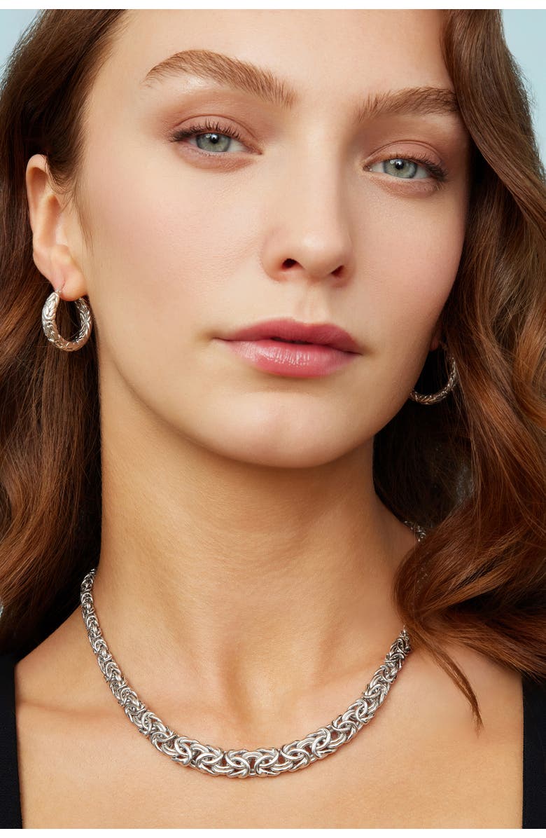 Oradina Sterling Silver Byzantine Artisan Graduated Necklace, Alternate, color, Silver