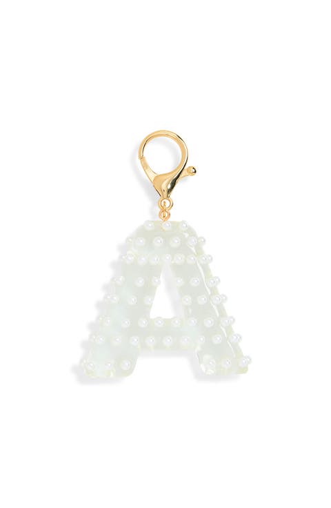 Faux Pearl Initial Bag Charm
