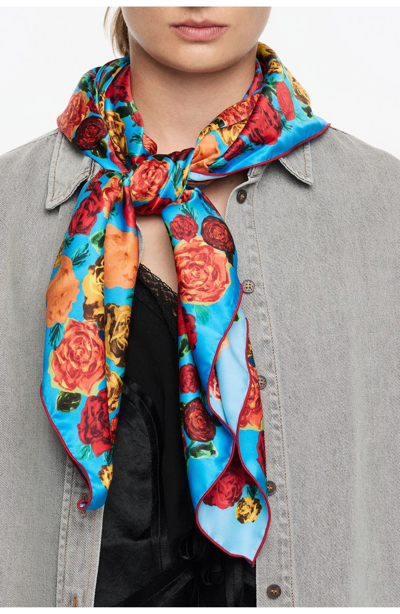 Bimba y Lola Roses Scarf, Alternate, color, Blue