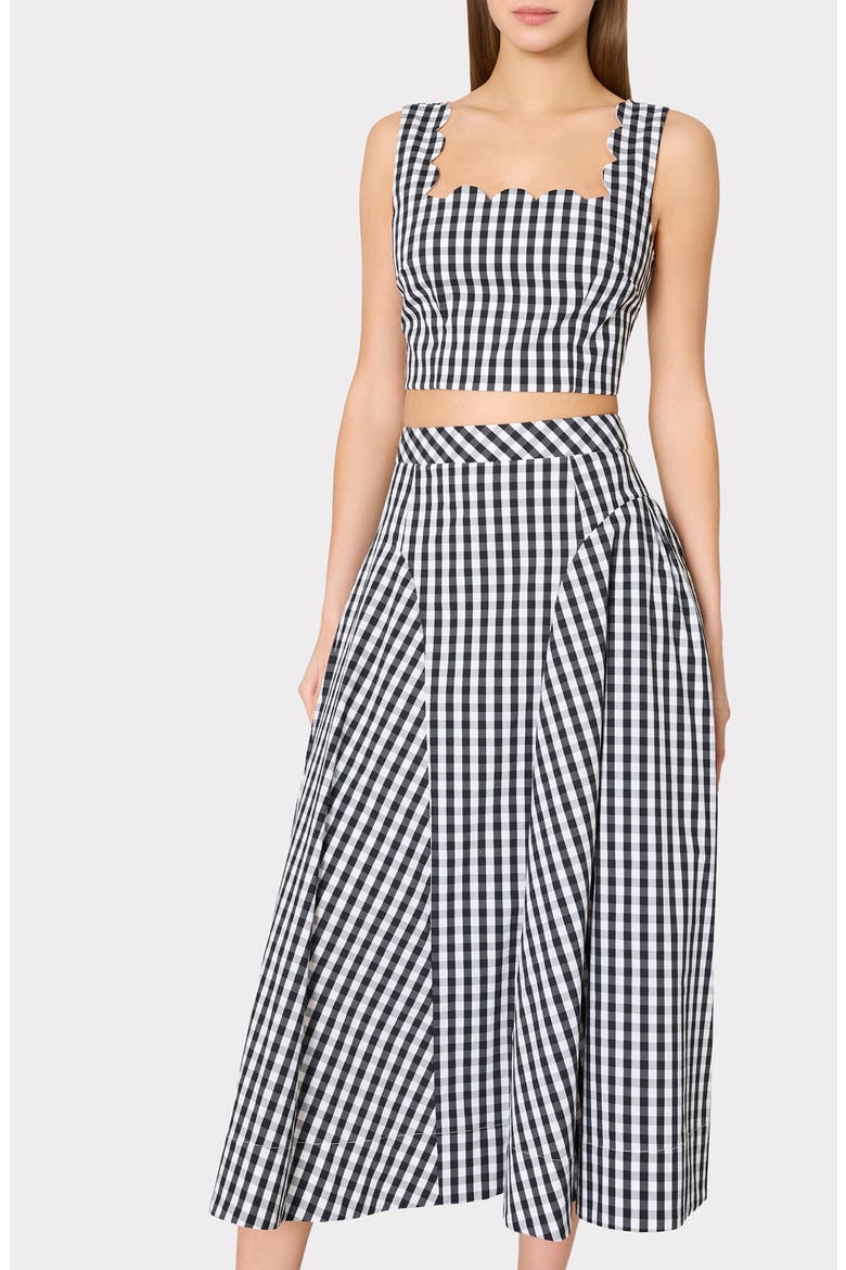 Robin Gingham Midi Skirt, Alternate, color, BLACK/ WHITE