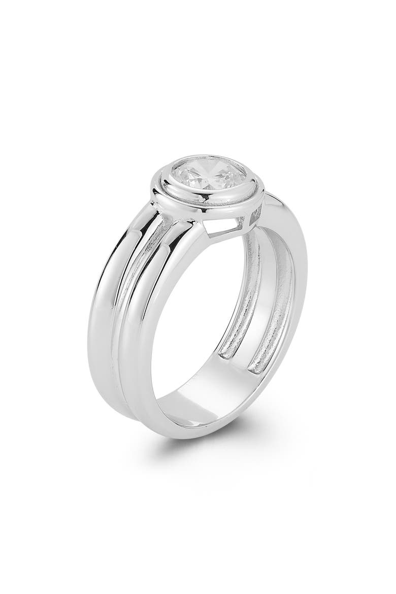 Round Cut Cubic Zirconia Band Ring, Alternate, color, SILVER