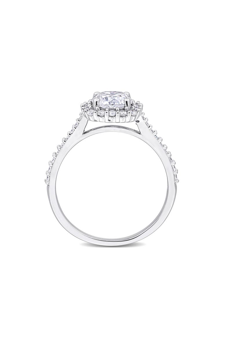Sterling Silver Cushion Cut Lab Created Moissanite Halo Ring, Alternate, color, SILVER