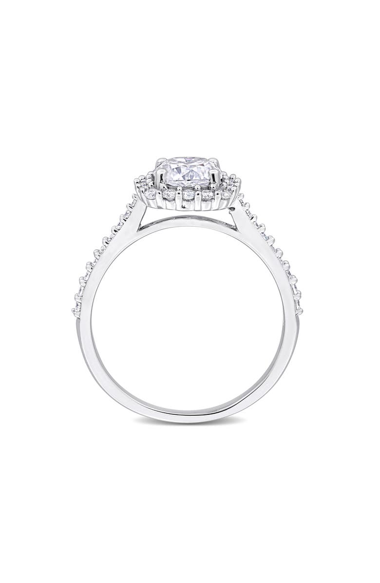 DELMAR Sterling Silver Cushion Cut Lab Created Moissanite Halo Ring, Alternate, color, Silver
