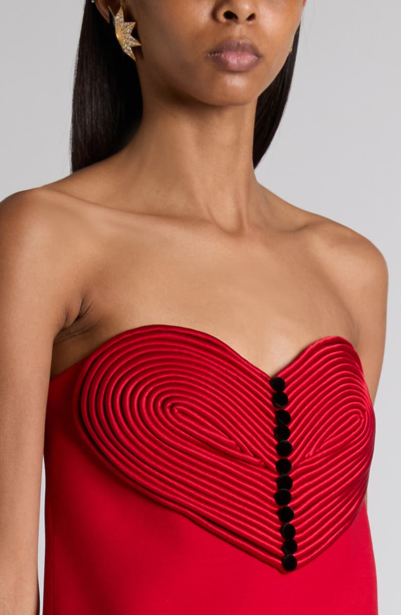 Valentino Heart Front Strapless Minidress, Alternate, color, Red