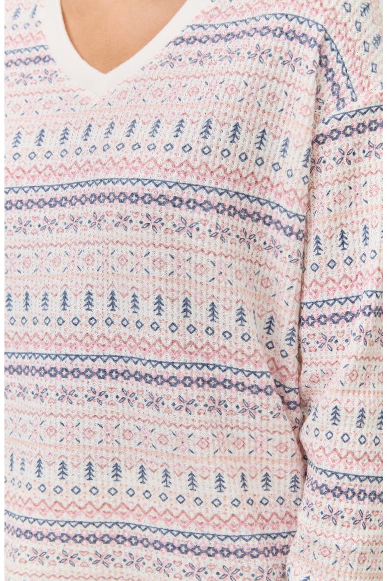 Fair Isle Waffle Knit Pajamas, Alternate, color, WINTER ROSE