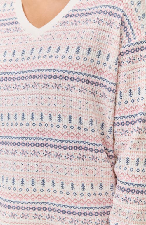 Papinelle Fair Isle Waffle Knit Pajamas In Pink