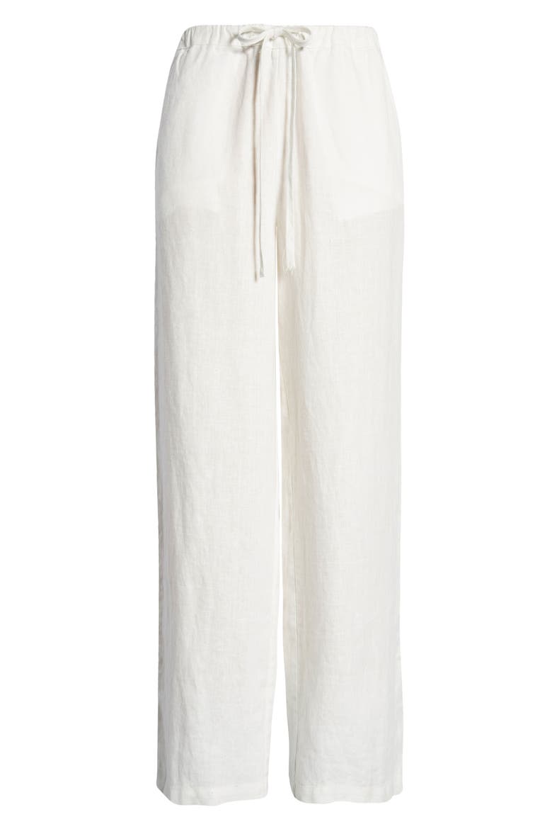 Emmie Drawstring Linen Pants, Alternate, color, WHITE