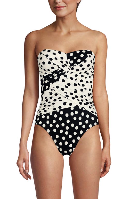 Lands' End D-cup Slender Suit Wrap Bandeau One Piece Swimsuit