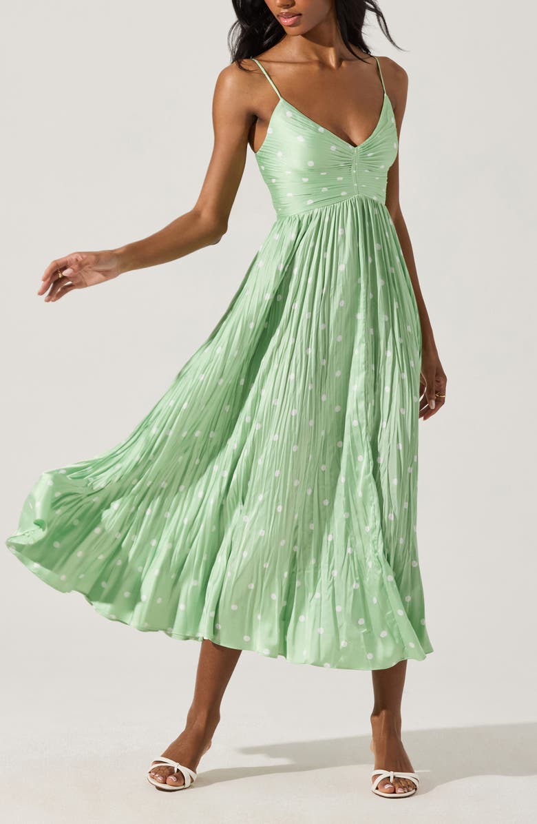 ASTR the Label Maeve Midi Dress, Alternate, color, Mint Polka Dot