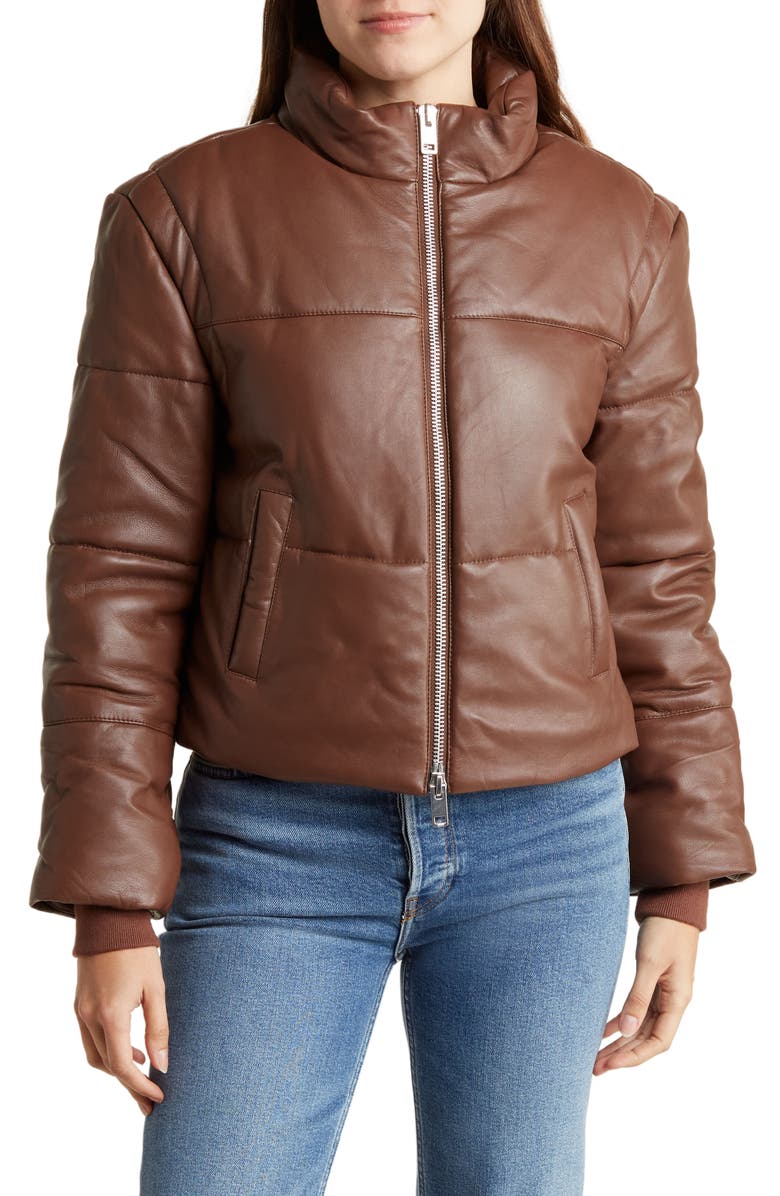Walter Baker Lorenza Leather Puffer Jacket, Main, color, 