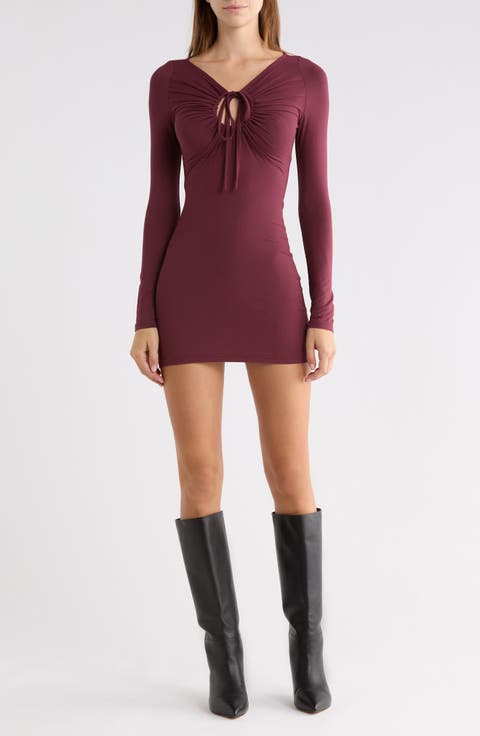 Angele Keyhole Long Sleeve Minidress