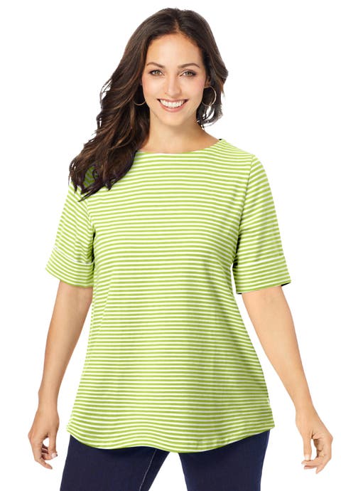 Stretch Cotton Cuff Tee (Plus Available)