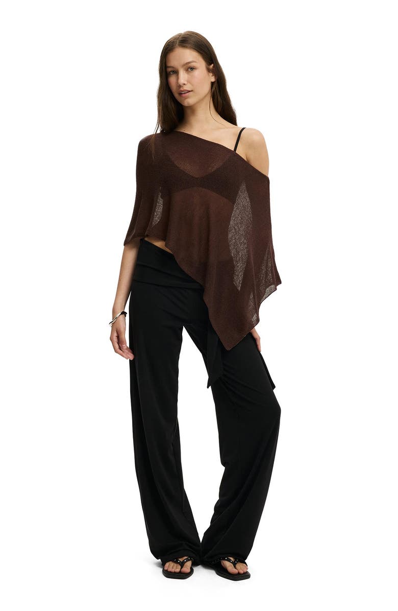 Cotton On Women's Sheer Knit Poncho, Alternate, color, Dark Oak